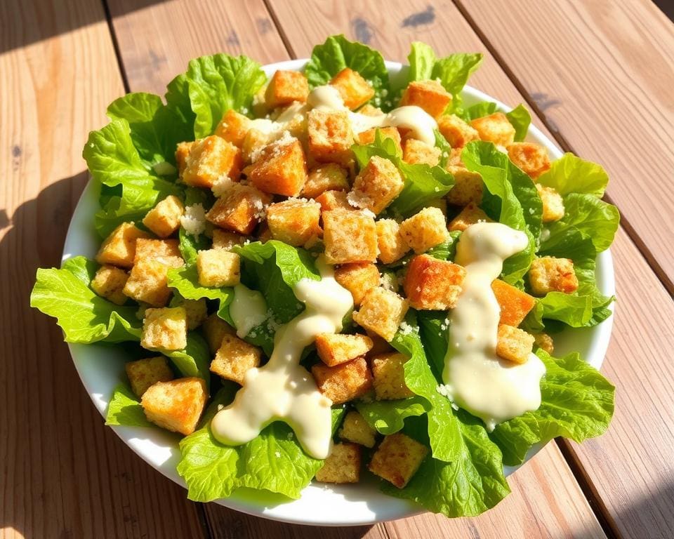 Caesar salad met knapperige croutons