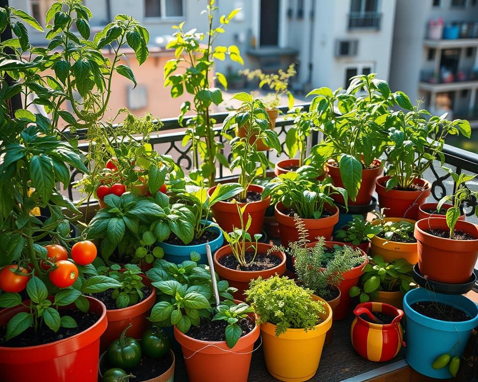 Een moestuin in potten voor de stadstuinier