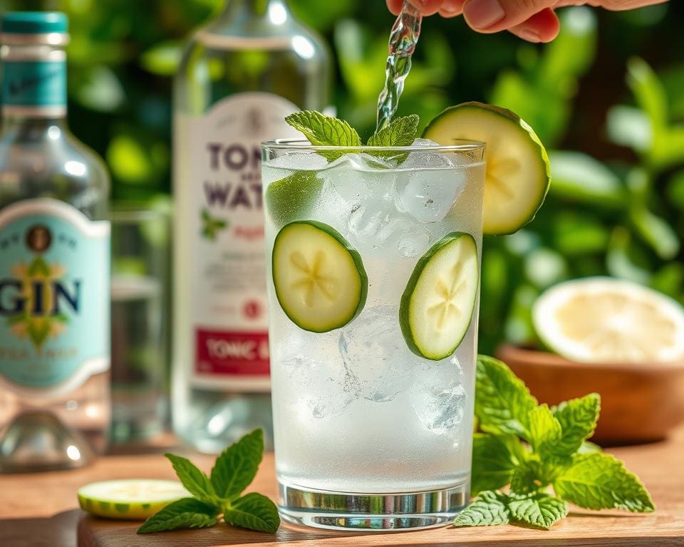 Frisse Gin-Tonic met komkommer en munt bereiden