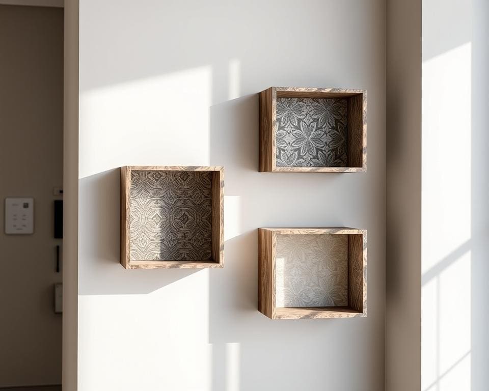 Inklapbare wandrekken met decoratieve afwerking