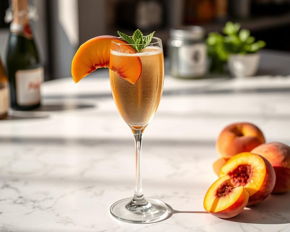 Klassieke Bellini met prosecco en perzik combinatie