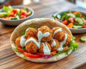 Pita met falafel en frisse tzatziki
