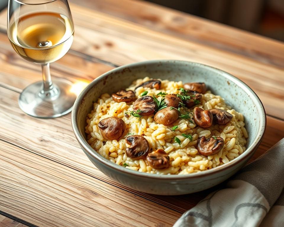 Risotto met paddenstoelen en witte wijn