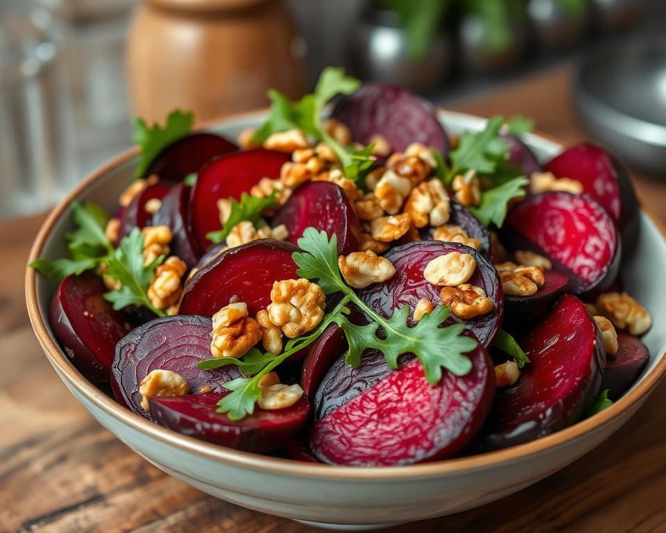 Salade van geroosterde bietjes met walnoten
