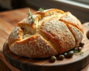 Speltbrood met een kruidige olijventwist