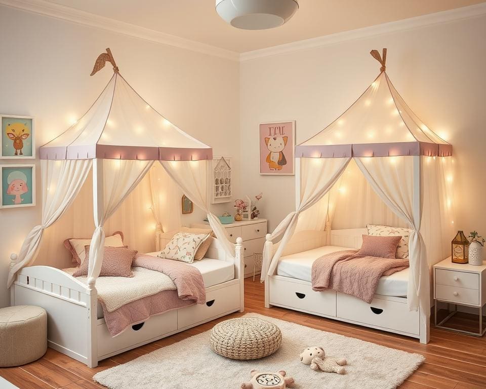 Trendy kinderbedden met tentconstructie