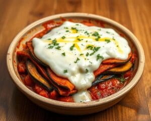 Vegetarische moussaka met aubergines