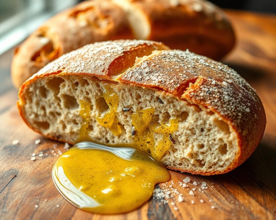 Volkoren ciabatta met olijfolie en zeezout