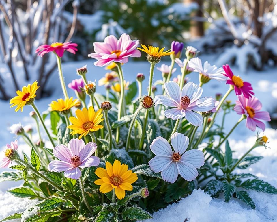 Winterharde bloemen die lang bloeien