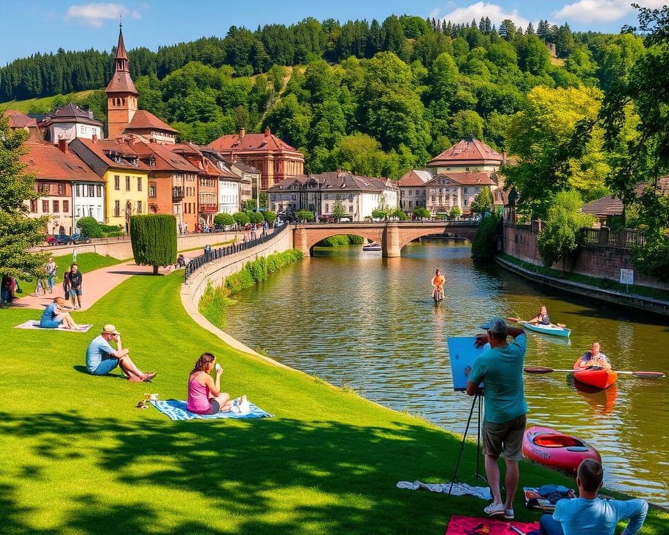 activiteiten aan de Neckar-rivier