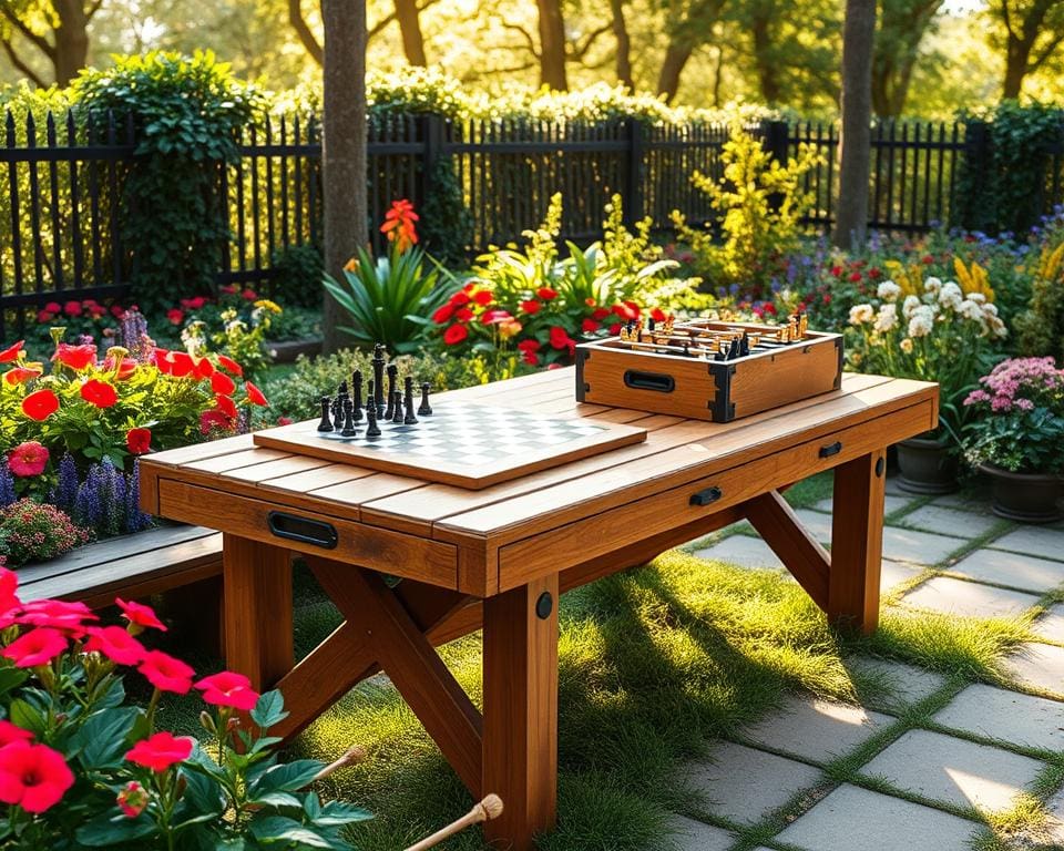 buitenspellen op tuintafel