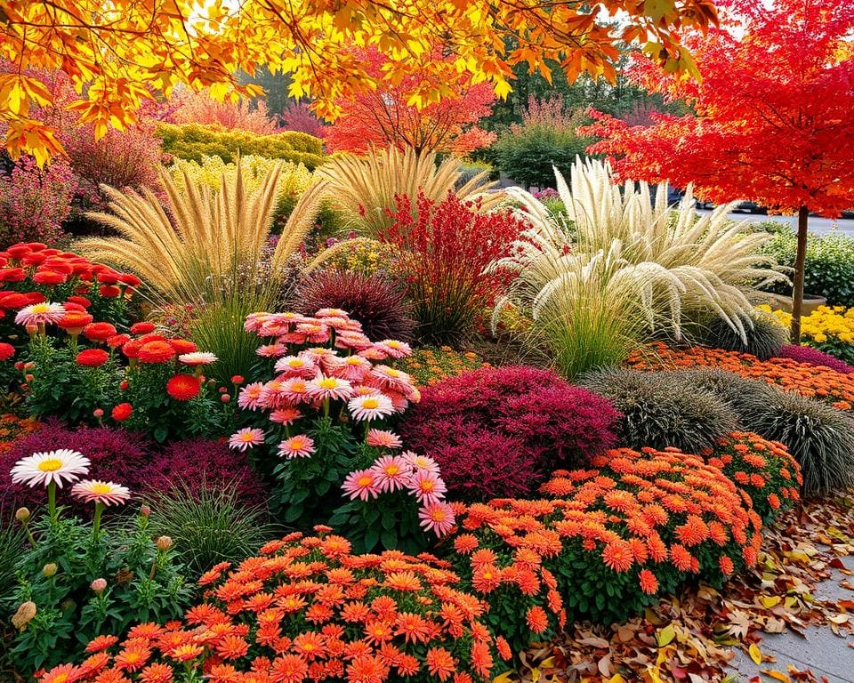 herfstplanten in herfsttuin