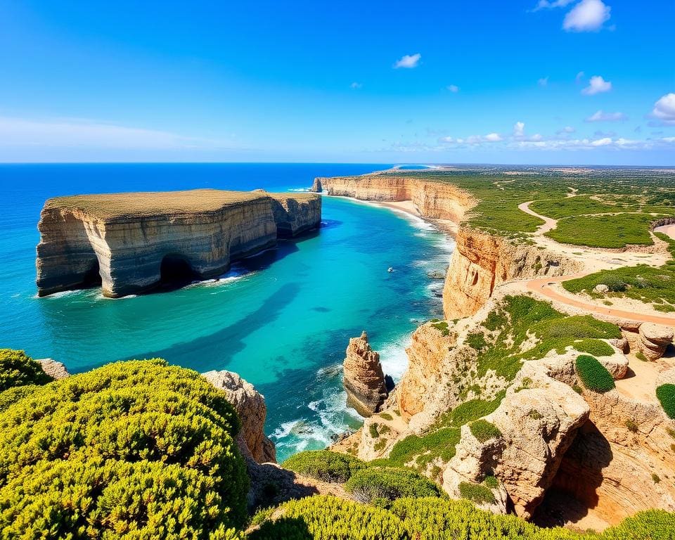 kliffen en panoramisch uitzicht in de Algarve