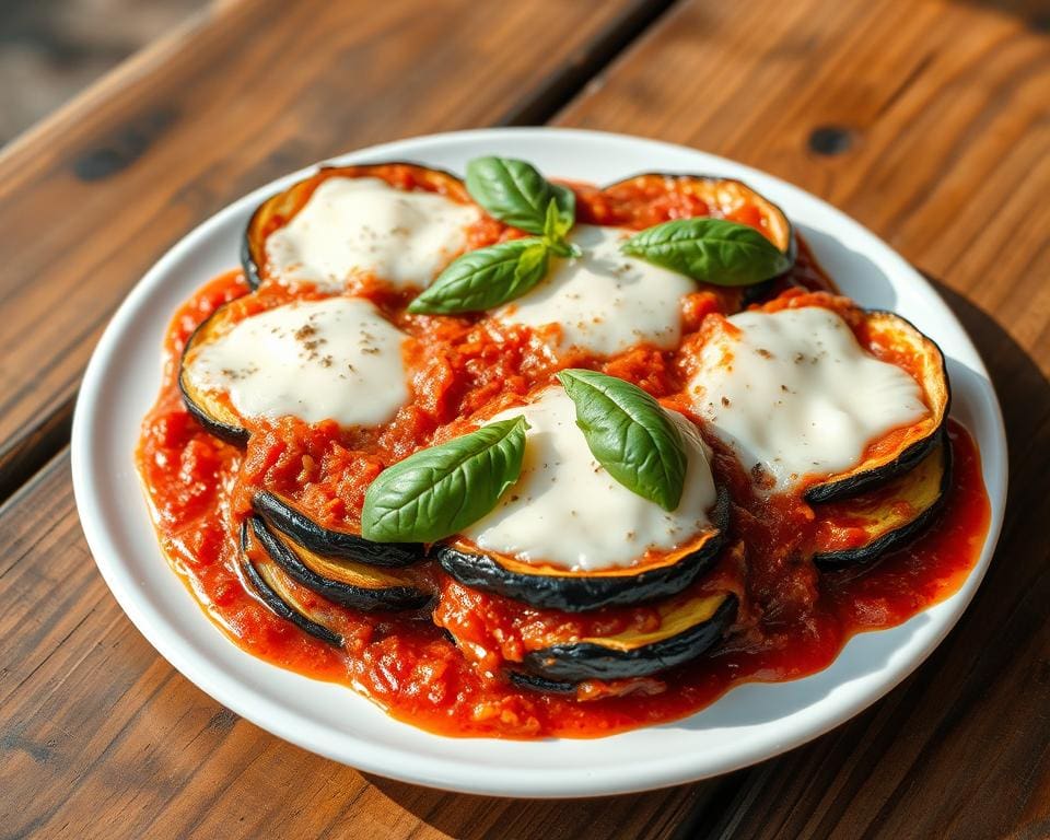 Aubergine parmigiana met verse tomatensaus