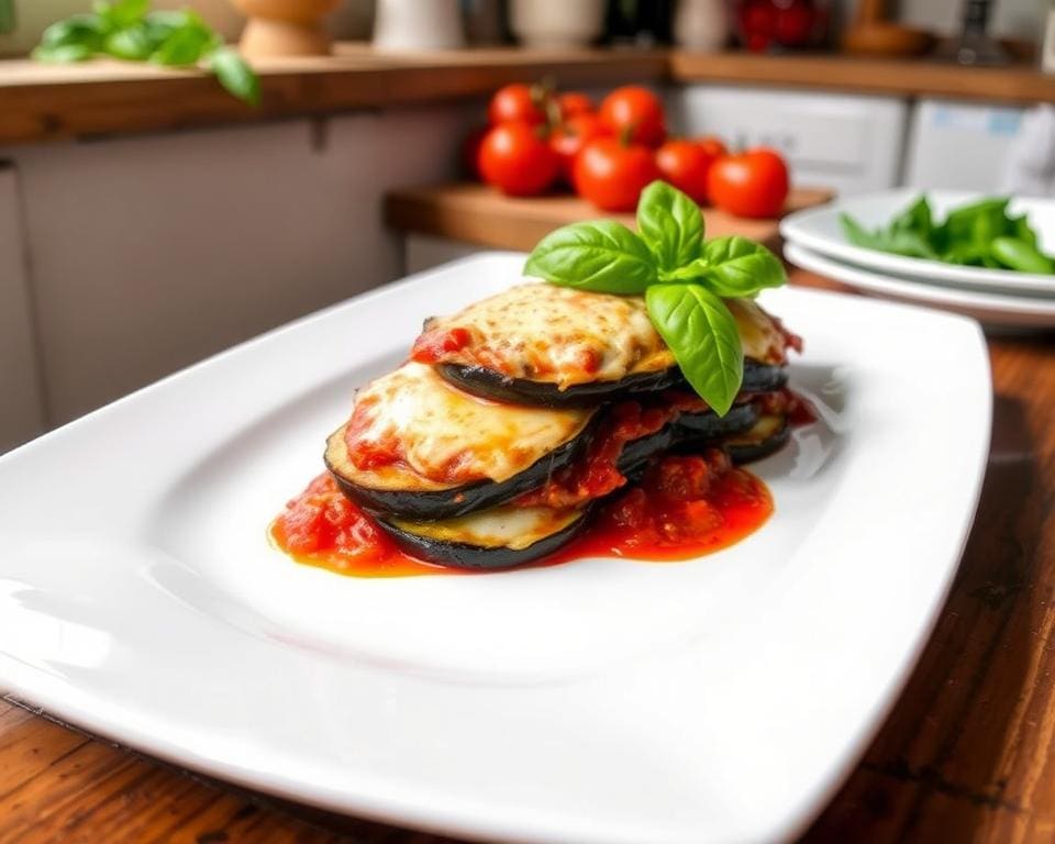 Aubergine parmigiana met verse tomatensaus