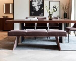 Designer eetkamerbank: uniek alternatief voor stoelen