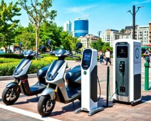 Elektrische scooters met draagbare opladers