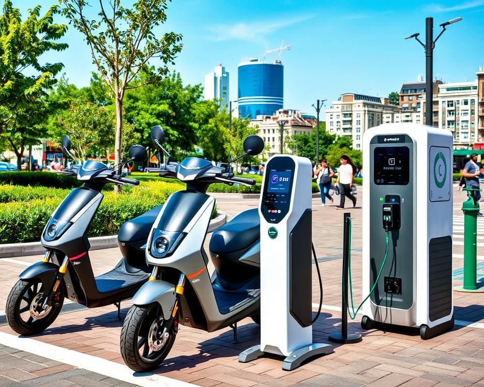 Elektrische scooters met draagbare opladers