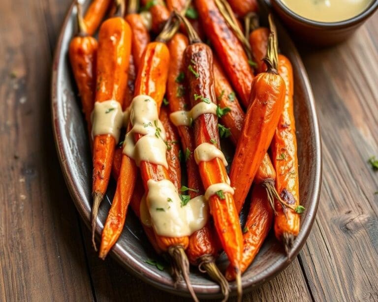 Geroosterde wortels met een tahin-honingsaus