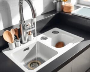 Gootsteenorganizers met afvoerfunctie voor netheid