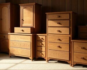 Houten ladekasten met lades in verschillende maten