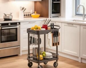 Keukentrolleys met een magnetische messenhouder