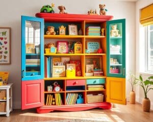 Kinderkast met vrolijke kleuren: georganiseerd en speels