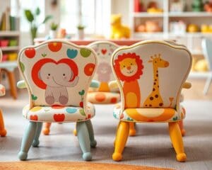 Kinderstoelen met een vrolijke dierenprint