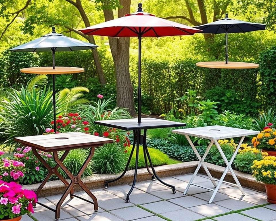 Opvouwbare tuintafels met parasolgat voor flexibiliteit