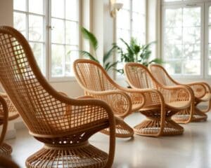Rieten stoelen met een verstelbare zitpositie