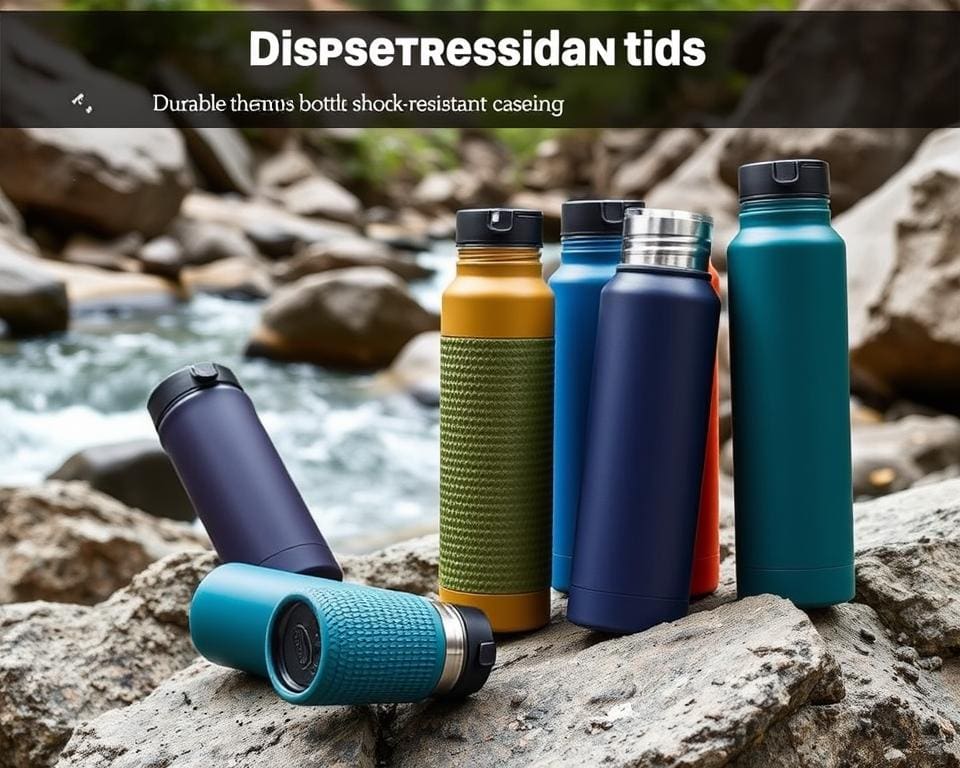 Thermosflessen met schokbestendig omhulsel voor onderweg