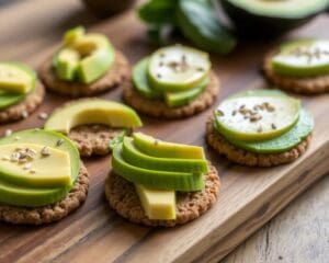 Volkoren crackers met avocado en sesamzaad