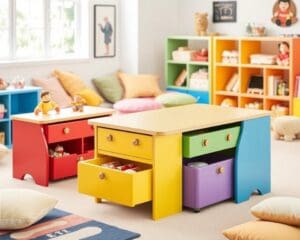 Kindermeubels met ingebouwde opberglades voor speelruimtes