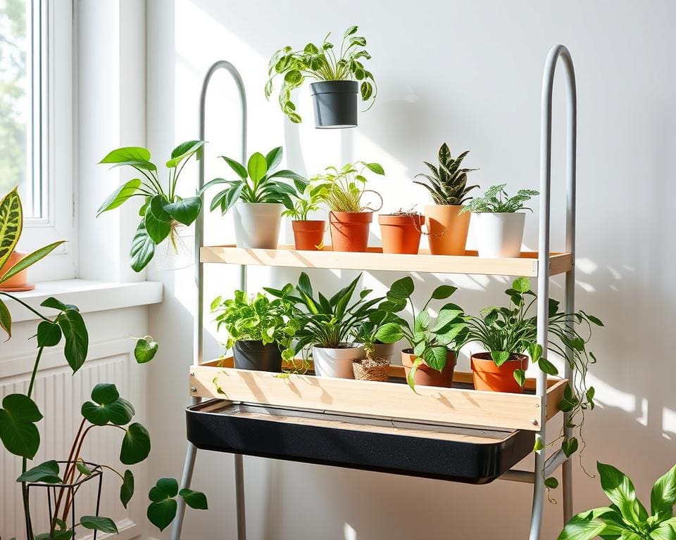 Plantenrekken met wateropvangtray voor binnenplanten