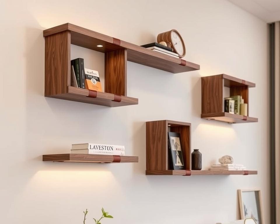 Wandplanken met lederen details voor een moderne look