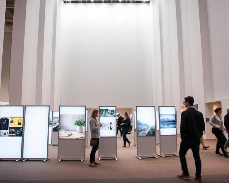 Tentoonstellingspanelen met wisselbare visuals en opstelling