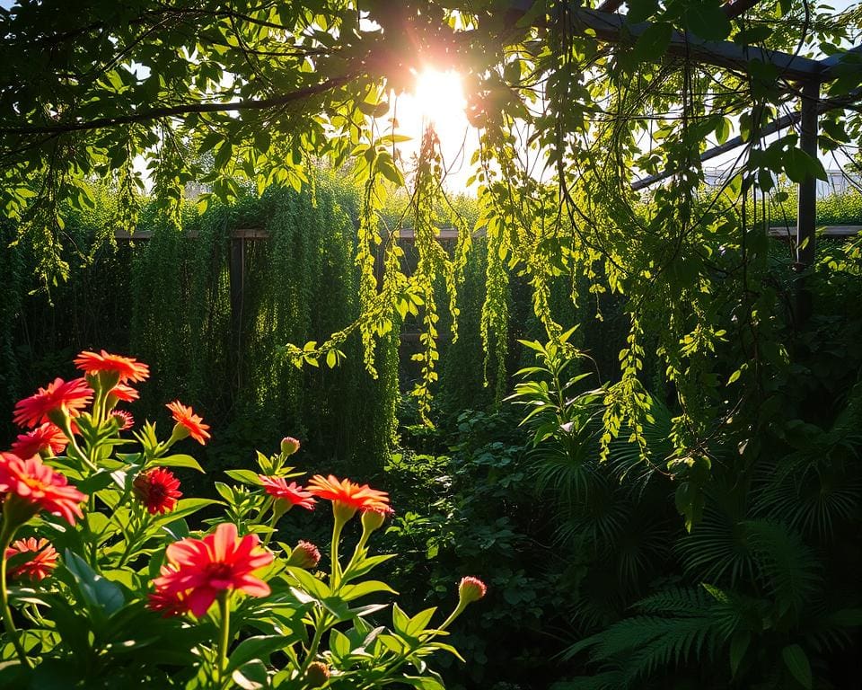 Hoe creëer je schaduw met bloeiende planten?