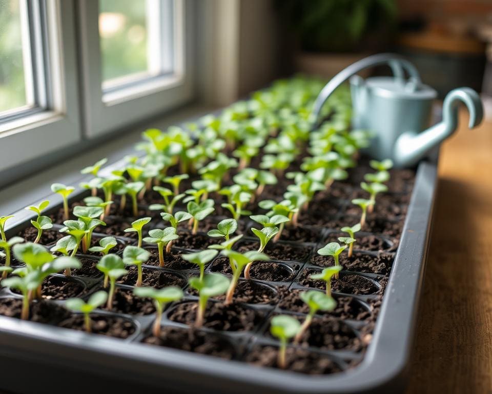 Hoe verzorg je een gieter vol zaailingen?