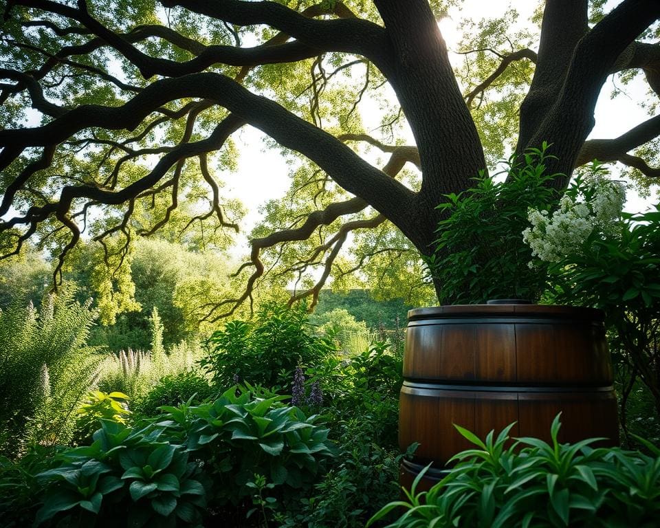 Wat is het nut van een regenton onder een boom?