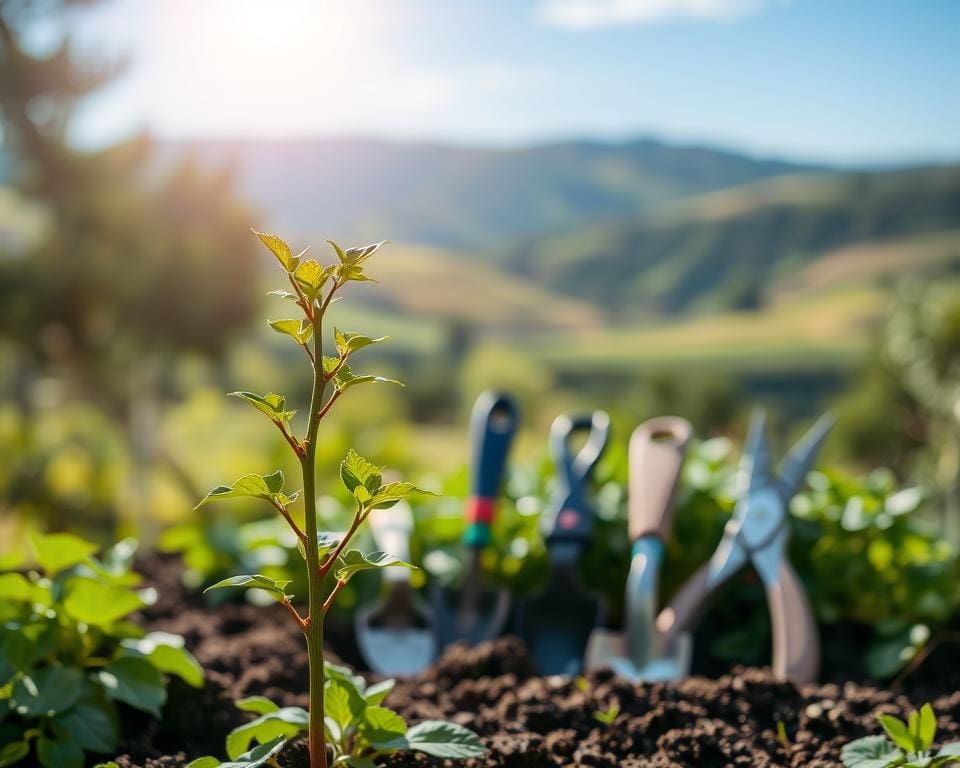 Welk gereedschap gebruik je voor jonge boompjes?