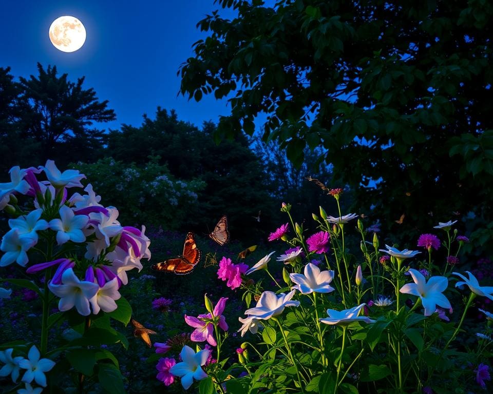 Welke bloemen trekken ’s nachts vlinders aan?