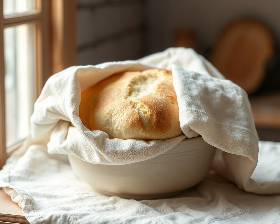 Hoe gebruik je kaasdoek bij het rijzen van deeg?