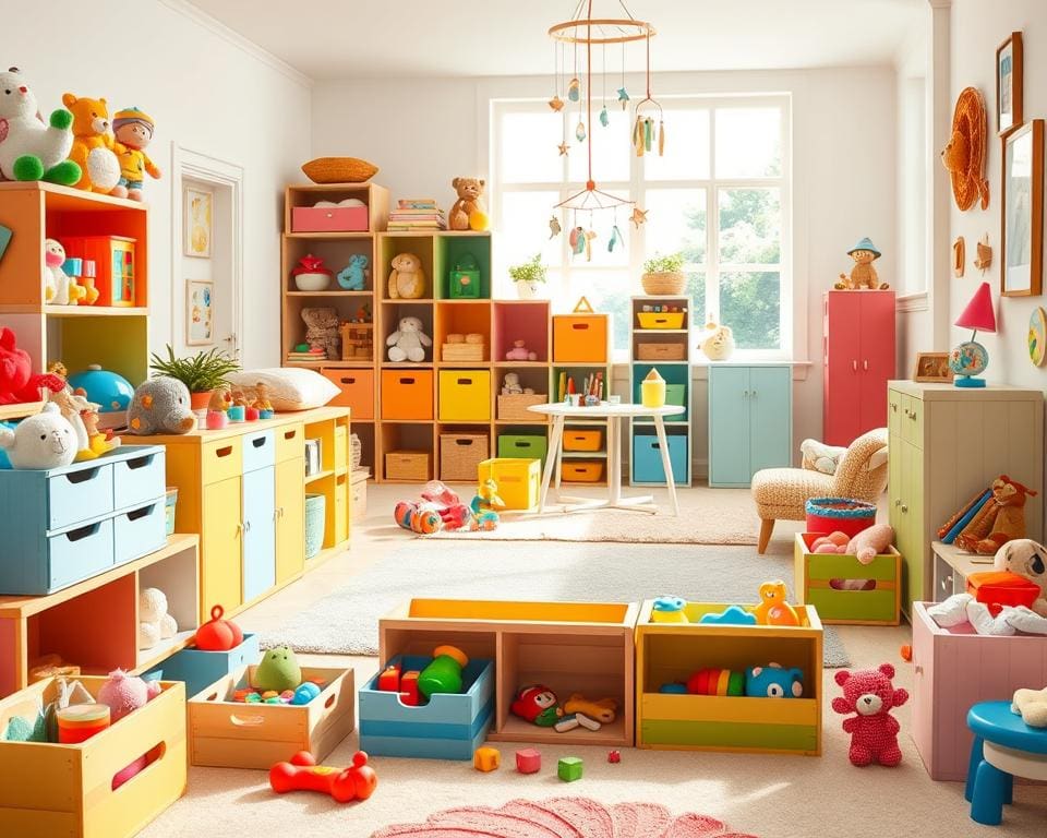 Wat zijn creatieve manieren om speelgoed op te bergen?