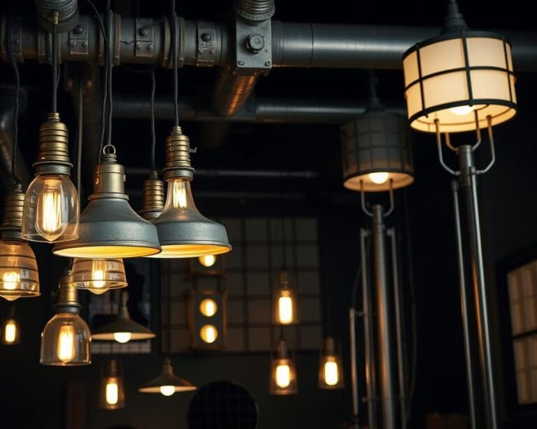 Wat zijn typische lampen in een industrieel interieur?