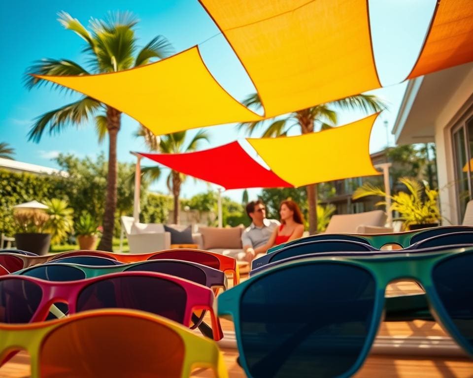 Welke kleuren zonneschermen zijn er bij Eyelux?