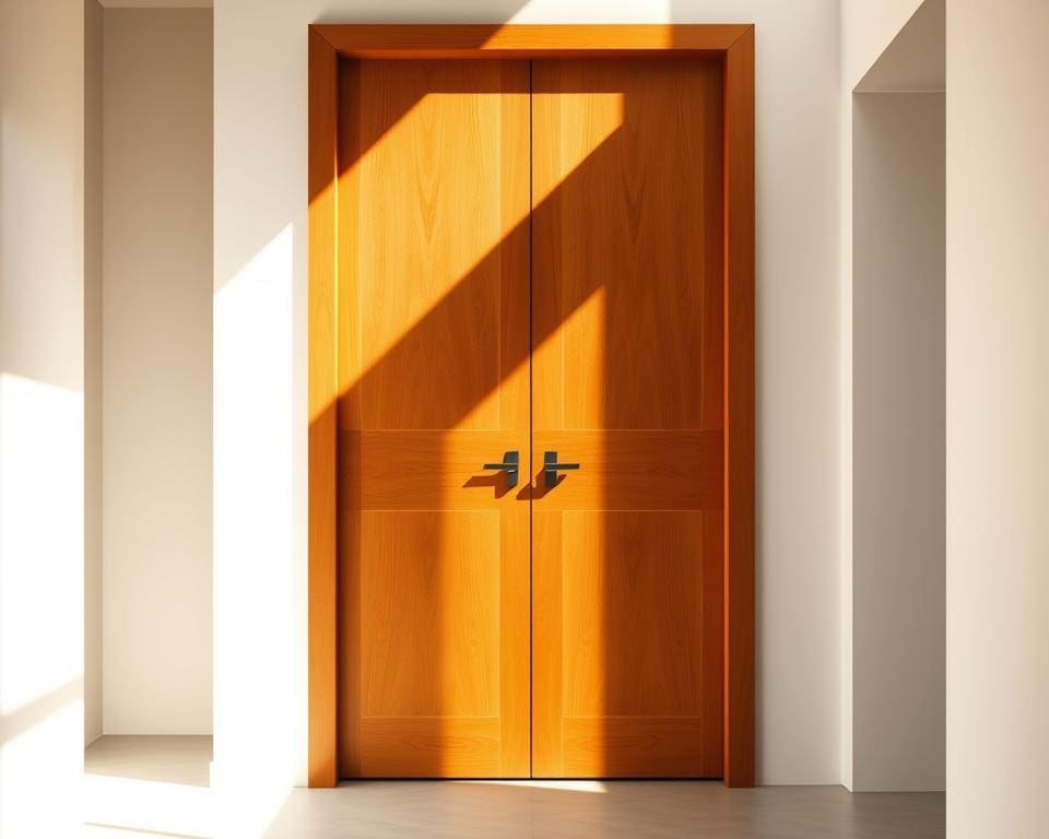 Een moderne houten deur als eyecatcher in huis