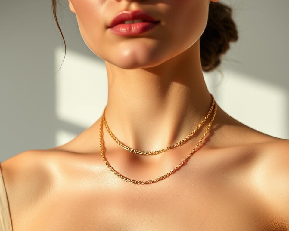 Hoe draag je een dubbele ketting goud van Amberz stijlvol?