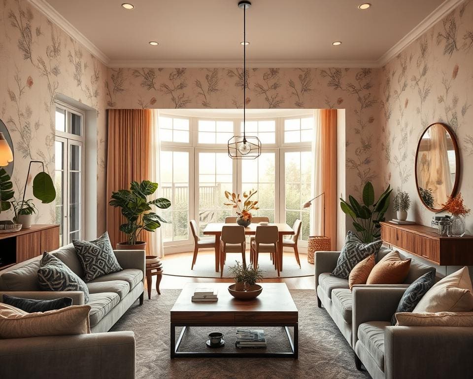 Hoe gebruik je behang om verschillende ruimtes te verbinden?