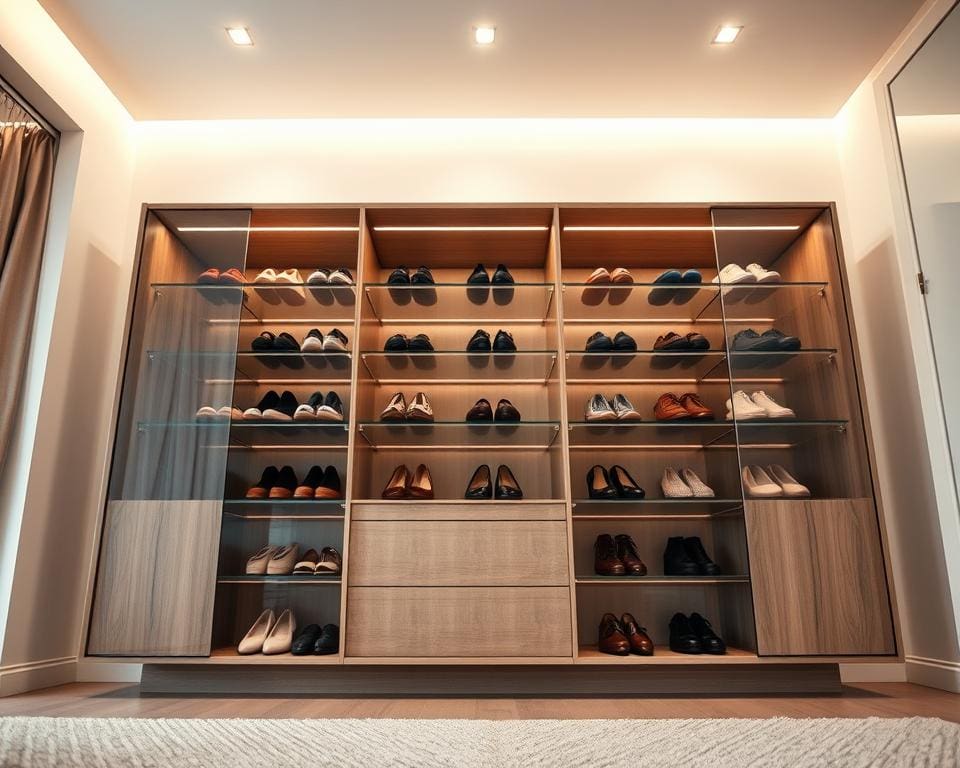 Schoenenkasten die orde en overzicht brengen