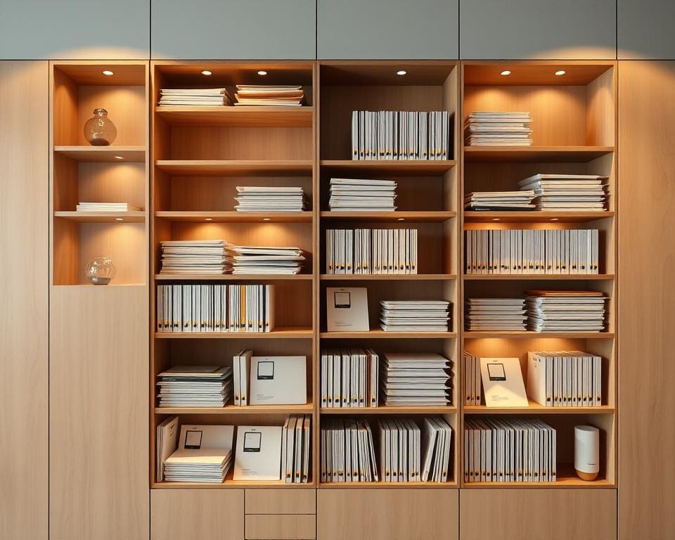 Wandkasten die documenten netjes organiseren